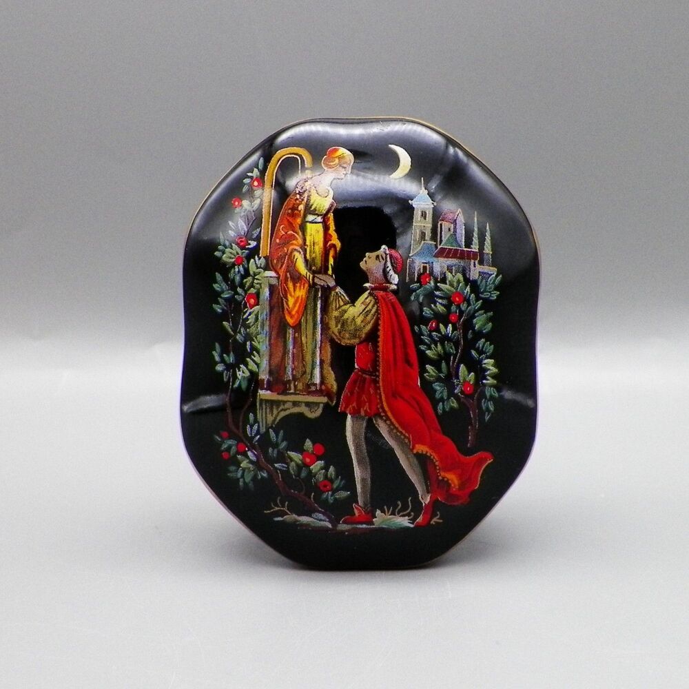 Franklin Mint Porcelain Musical Trinket Box Romeo & Juliet Russian Ballet 1988